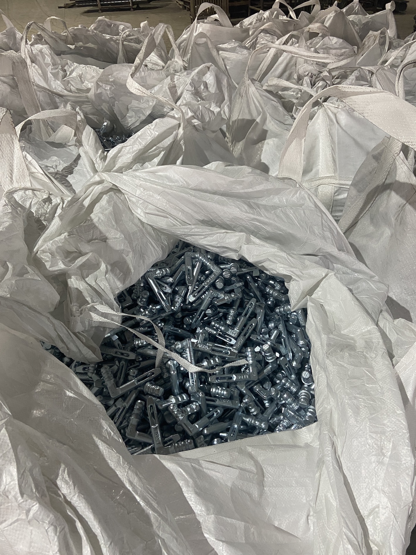 Scaffolding lock pins in ton bags